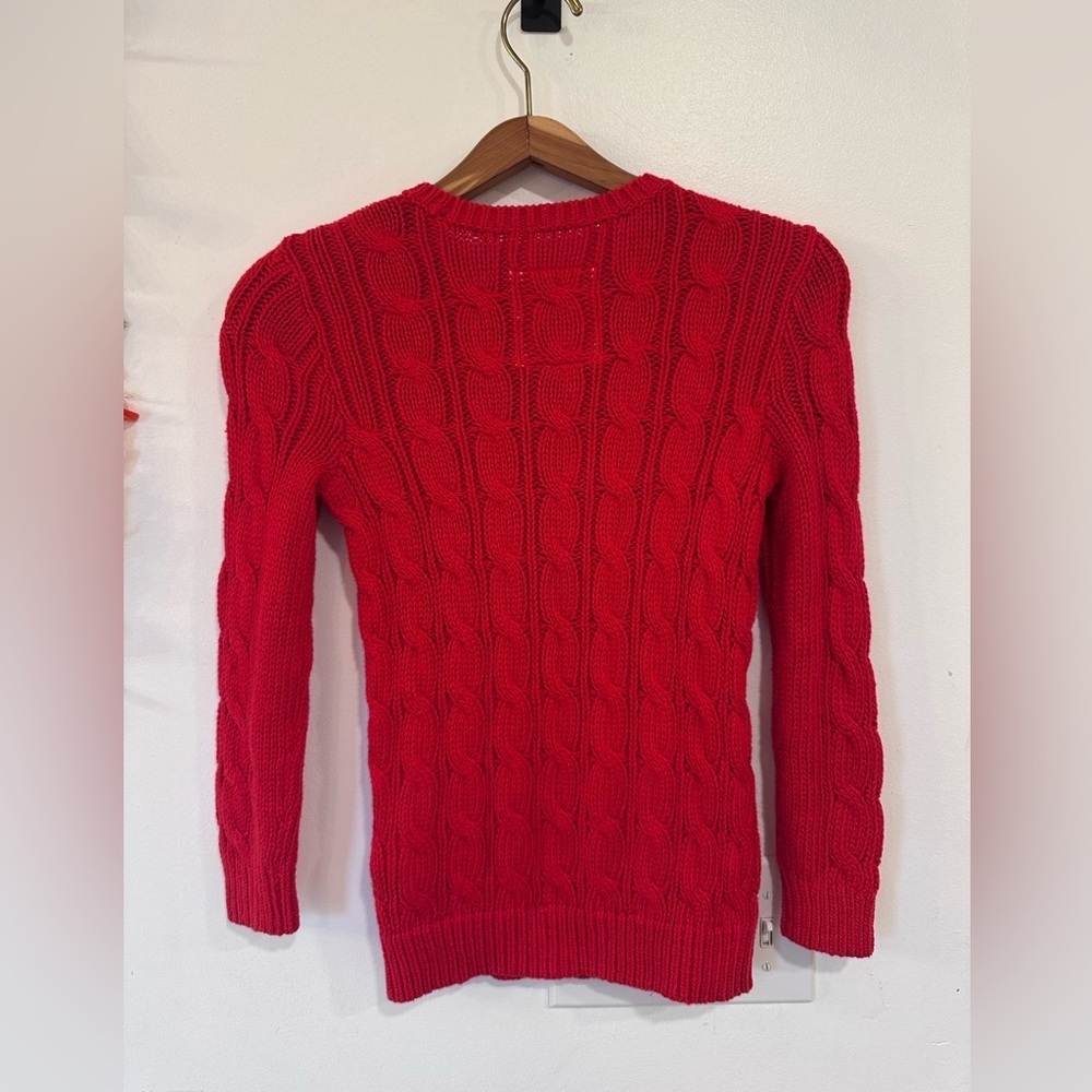 Hollister Chunky Cable Knit Y2K Red Sweater Women’s Size X-Small Red Classic - Picture 5 of 7